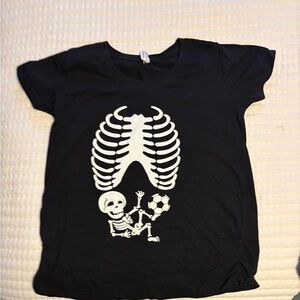 Black Skeleton Maternity Graphic T-Shirt